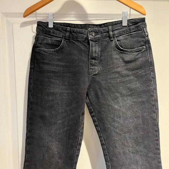 Massimo Dutti washed black cropped kick flare jeans, size  6 - Picture 2 of 7